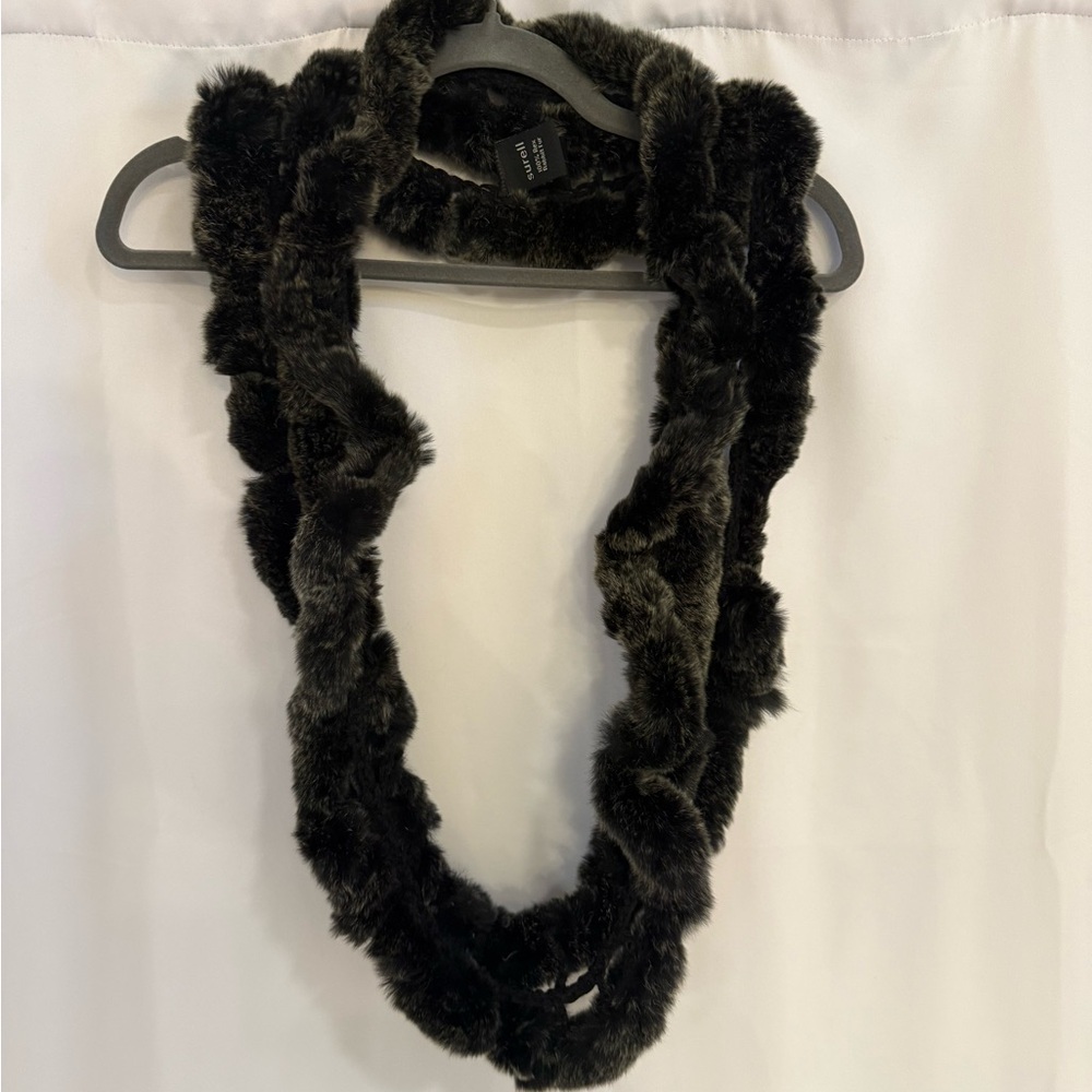 Rex Rabbit Fur Double Loop Infinity Scarf - Picture 3 of 6
